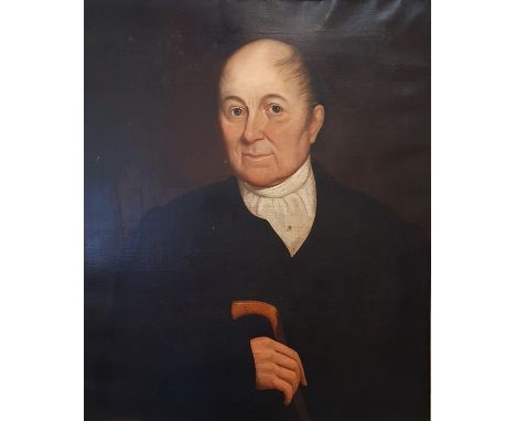 William Taylor - 19th centuryOil on canvasHalf-length portrait of a gentleman with stick, title verso "Mr John Wild - aged 80
