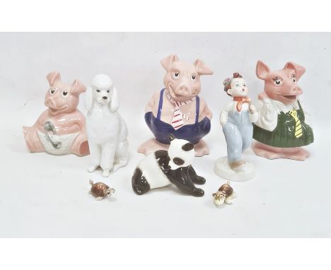 Collection of ceramic figures including Royal Dux, USSR (Lomonosov) and Wade Nat West pig money boxes, Woody, Annabel and Max