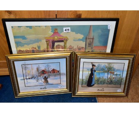 CARL LARSSON FOR GOEBEL, TWO FRAMED CERAMIC PLAQUES, 'Brita with Sledge' and 'Late Summer' both from editions of 2000, approx