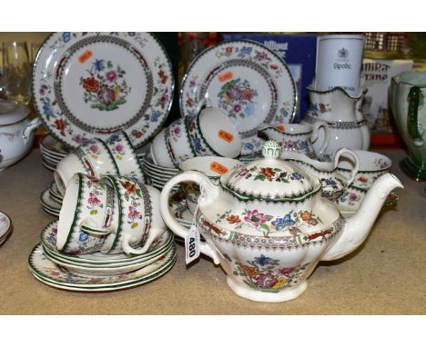 A SPODE 'CHINESE ROSE' PATTERN TEA SET, comprising six plates, diameter 23cm, six plates, diameter 19cm, six tea plates, diam