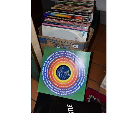 LP RECORDS &amp; 12   SINGLES, two boxes containing approximately 125 33rpm LP'S or 12   Singles, genres include Disco (Micha