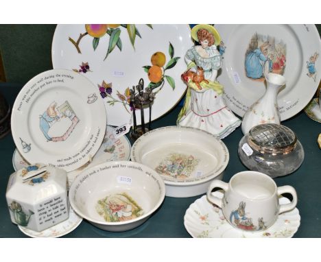 A GROUP OF CERAMICS, GLASS AND METAL WARES, comprising a boxed Royal Worcester Arden cake plate, a Stuart Crystal Cascade ros