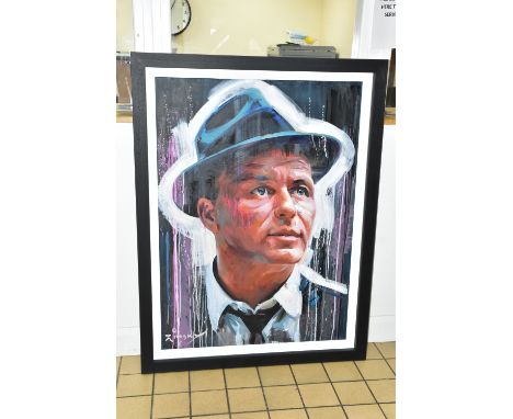 ZINSKY (BRITISH CONTEMPORARY) 'FRANK SINATRA IV', a portrait of the music and film star, signed bottom left, mixed media on c
