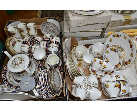 TWO BOXES AND LOOSE TEAWARES ETC, comprising Colclough pattern number 8320 six place set minus teapot, one cup handle restore