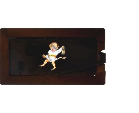 'Dancing imp holding lantern' [legs and arm move] Maker unknown (7 x 3 3/4 x 3/8 inches), single slip  