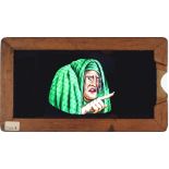 'Witch with moving eyes' [eyes move side to side] Maker unknown (6 3/4 x 3 7/8 x 3/8 inches), single