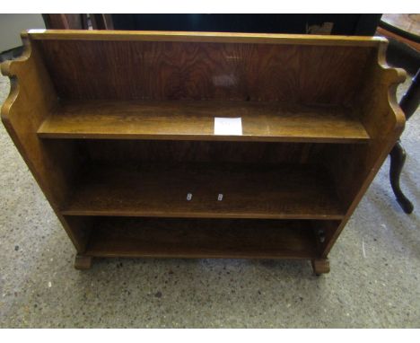 OAK FRAMED THREE FIXED SHELF BOOKCASE 