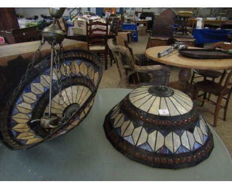 PAIR OF MODERN TIFFANY TYPE CEILING LIGHT SHADES 