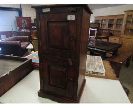 EASTERN HARDWOOD SMALL TWO DOOR CUPBOARD WITH RINGLET HANDLES 