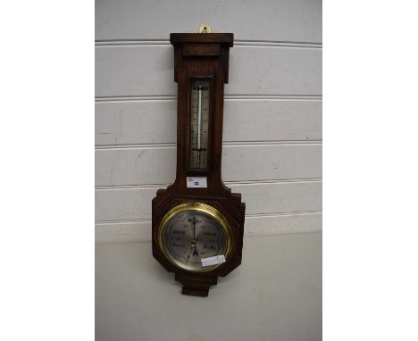 ART DECO STYLE ANEROID BAROMETER AND THERMOMETER