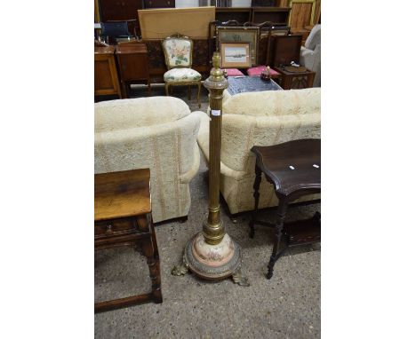 HEAVY BRASS AND CERAMIC MOUNTED STANDARD LAMP 126 CM HIGH