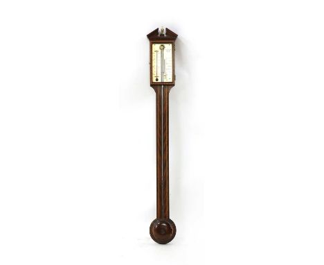 A mahogany stick barometer, by A. Comitti and Son, London, in the Georgian manner, 99cm highCondition report: chips and dinks