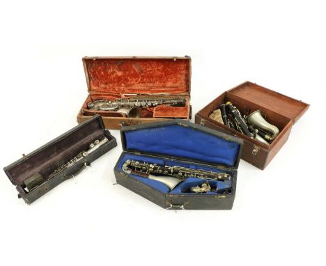 An F.J. Albert of Brussels Basset horn, the rosewood body with nickel plated mounts stamped 'F. J. Albert, Brussels, J.R. LaF