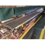 tray belt conveyor, stainless steel frame, approx. 24 in. x 14 ft. w/ washdown motor [Live