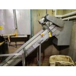 inclined belt conveyor (no belt), approx. 18 in. x 14 ft. w/ washdown motor [Offal]