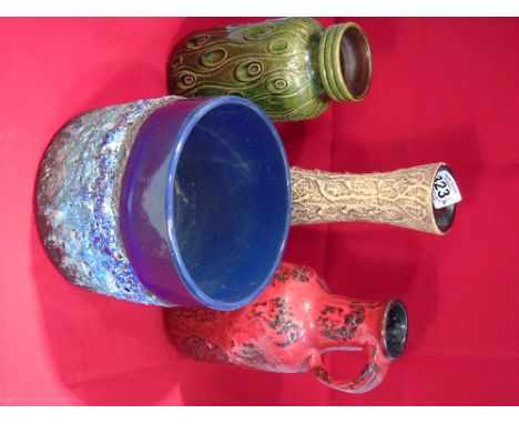 3 X 1970s WEST GERMAN VASES + MAREI 'FAT LAVA' PLANTER