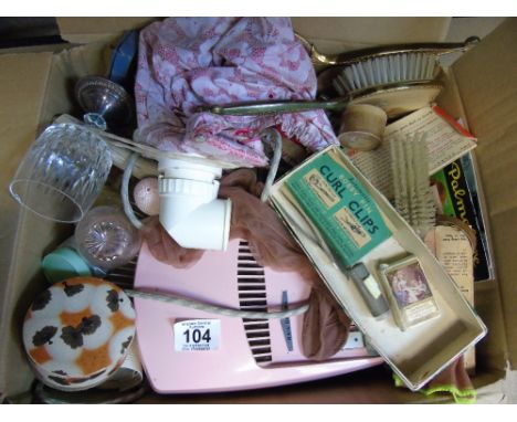 QUANTITY OF VINTAGE HAIR ACCESSORIES, CREAMS + HAIR DRYER
