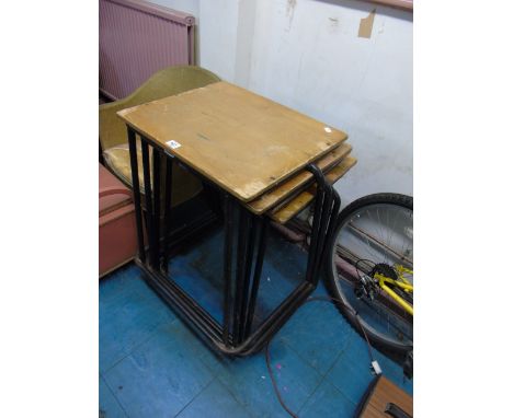 4 X VINTAGE SCHOOL STACKING TABLES