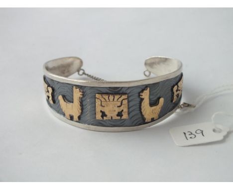 Silver and 18ct torque bangle