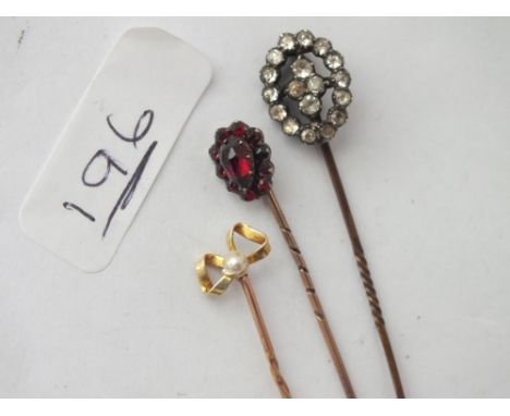 15ct gold stick pin &amp; two others
