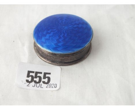 Blue enamel-top jar with lift off cover - B'ham 1926