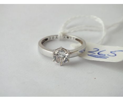 Large CZ solitaire ring in 9ct white gold - size M - 1.7gms