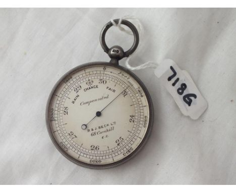 Silver cased compensated barometer by Beck 68 Corn Hill - London 1928 