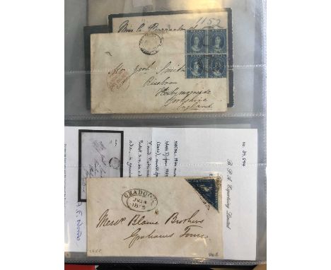 Worldwide Postal History Binder of 13 items, mostly British Commonwealth, including three-margin 4d Cape of Good Hope on cove