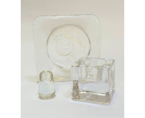 A Swedish Kosta Boda square moulded glass panel insert, signed verso, Boda H756 Holmegaard, surface scratches verso, (14.5cm 
