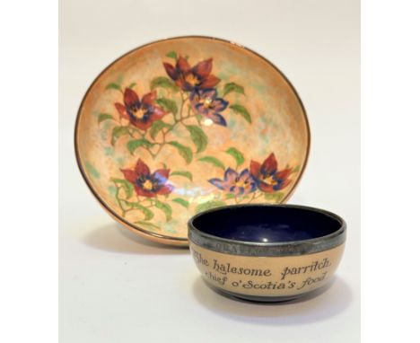 A Royal Doulton 1930's Magnolia pattern fruit bowl with handpainted floral design, raised on moulded base, (12cm x 15cm), sho