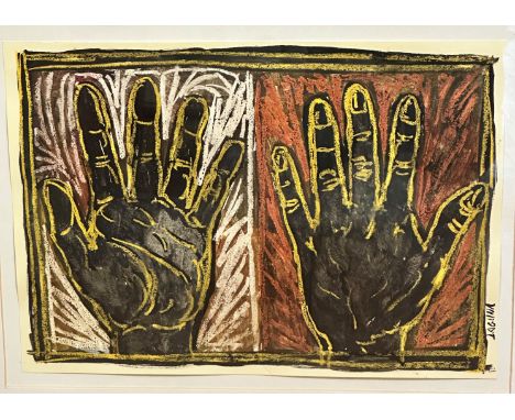 Fernanda Laguna (Brazilian) Black Hand Madrid 2000, silk screen print, signed lower right side, ebonised glazed frame, (25cm 