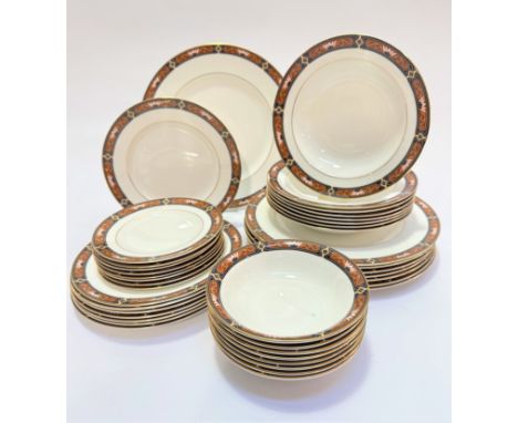 A Wedgwood Chippendale pattern china part dinner set of forty two pieces including eight dinner plates (d 27cm), eight salad 