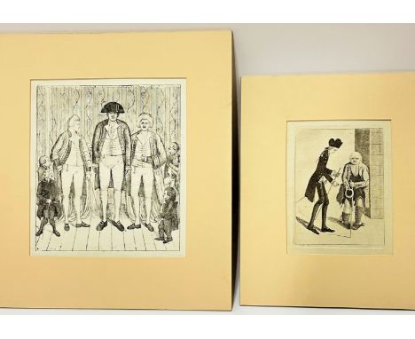 John Kay Scottish 1742-1826. A caricature print&nbsp; depicting three giants with a group of spectators, (18cm x 16cm) and an