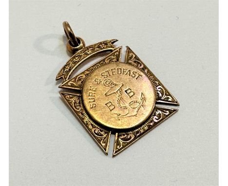 A 9ct gold presentation medallion with Boys Brigade, engraved inscription Sure and Steadfast Awarded to 15th Edinburgh Compan