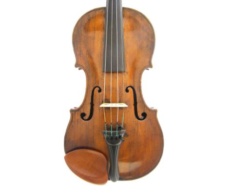 Good 18th century English violin by and labelled Made by John Barrett at Ye Harp & Crown Inn Piccadilly, London 17.., the two