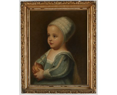 After Anthony Van Dyck (Belgian/English, 1599-1641). 19th c. oil on canvas painting titled "The Stuart Baby," depicting a you