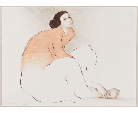 Rudolph Carl "R.C." Gorman (Navajo, 1931-2005). Lithograph titled "Woman from Paris" depicting a seated woman. Signed and dat