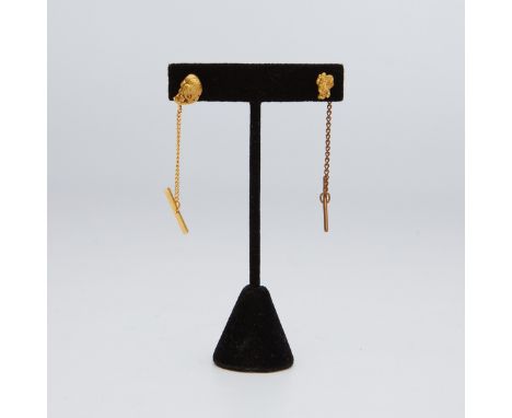 Group of two Alaskan yellow gold nugget tie pins. Each tie pin with a case.(Smaller nugget) length: 10.60 mm x width: 6.37 mm