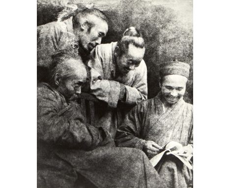 Chin San Long (Lang Jingshan) (Chinese, 1892-1995). Photograph titled "Apprehension," depicting a group of men gathered aroun