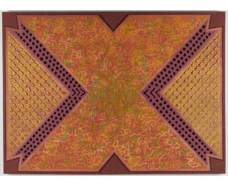 John R. Foster (American, 20th c). Acrylic on canvas composition titled "Composition #10." Signed, titled, dated 1981, and in