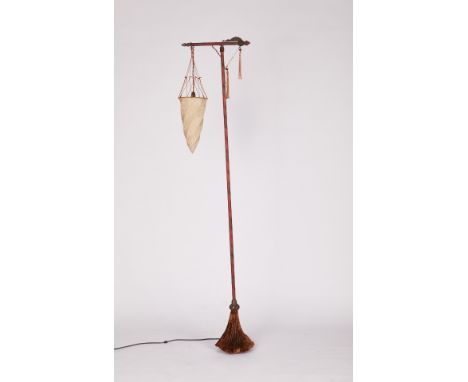 Fortuny, Italy. Cesendello floor lamp from an original design by Mariano Fortuny (Spanish, 1871-1949). With a silk shade with