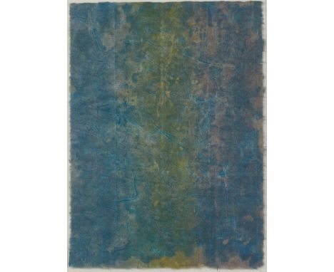 Sam Gilliam (American, b. 1933). Color lithograph on Unryu mulberry paper titled "Nile," 1972, depicting a color gradation in
