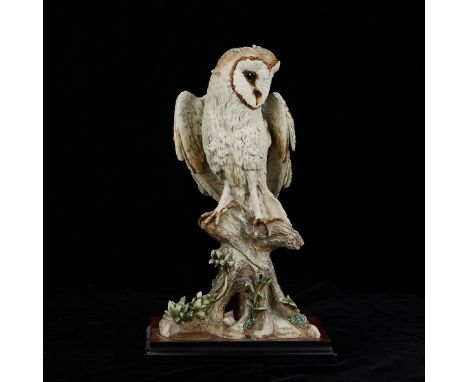 Giuseppe Armani (Italian, 1936-2006). Ceramic figure of an owl perched on a branch titled "Night Vigil." Signed, numbered 9/3