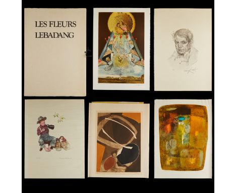 Group of modern prints. Includes one Norman Rockwell (American, 1894-1978) print depicting a boy with his dog and a medicine 