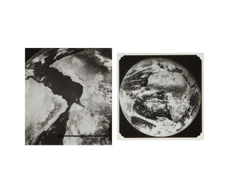 Group of two NASA photographic prints of Earth including one satellite print from the Gemini spacecraft depicting the Horn of