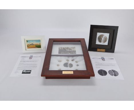 Gettysburg Civil War display with breastplate and bullets, with confederate Gardner Bullet from Shields Museum. There is a sp