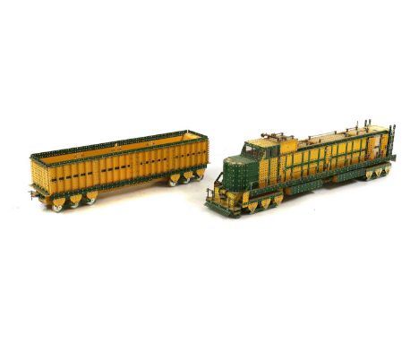 A large scratch-built Meccano diesel locomotive,124cm longand tender,98cm longCondition ReportSome bolts may be loose, given 
