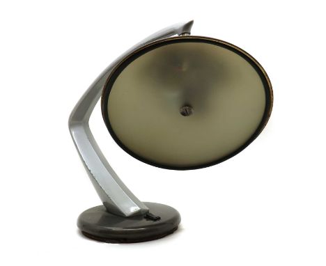 A Fase 'Boomerang' table lamp, 1970s, with a grey shade, and loaded plinth, 40cm highCondition ReportNot working. Needs re-wi