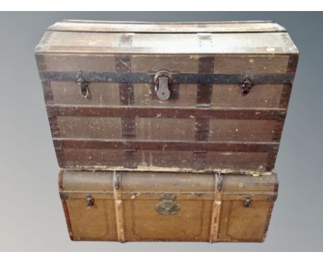 A domed top Edwardian trunk and one further trunk (2)