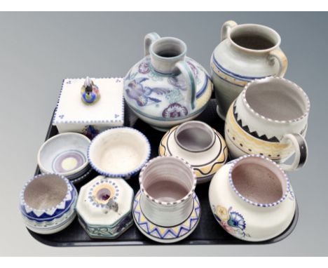 Twelves pieces of Poole Pottery including jugs, trinket box etc 